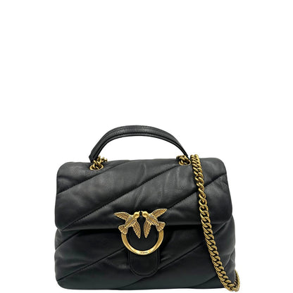 front Morbida Pinko in pelle nera trapuntata, di lusso, originale, ottime condizioni, usata. 