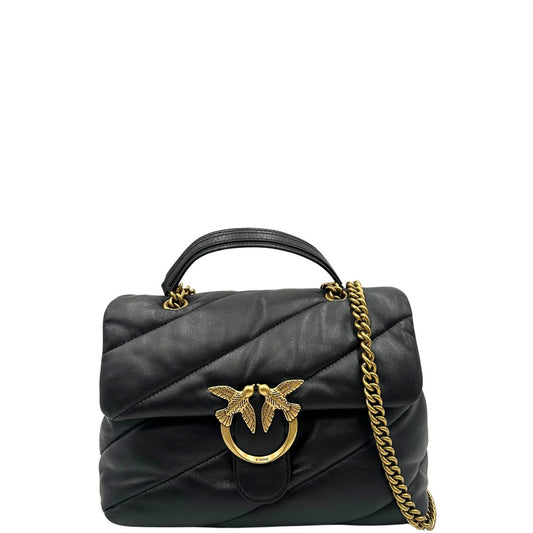 front Morbida Pinko in pelle nera trapuntata, di lusso, originale, ottime condizioni, usata. 