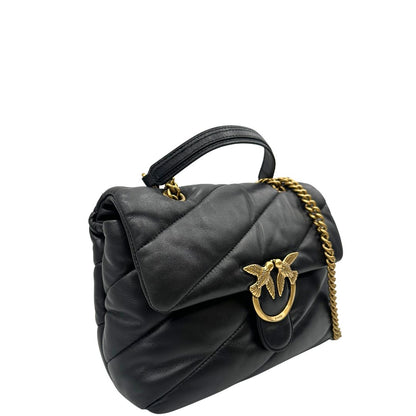 lato Morbida Pinko in pelle nera trapuntata, di lusso, originale, ottime condizioni, usata. 