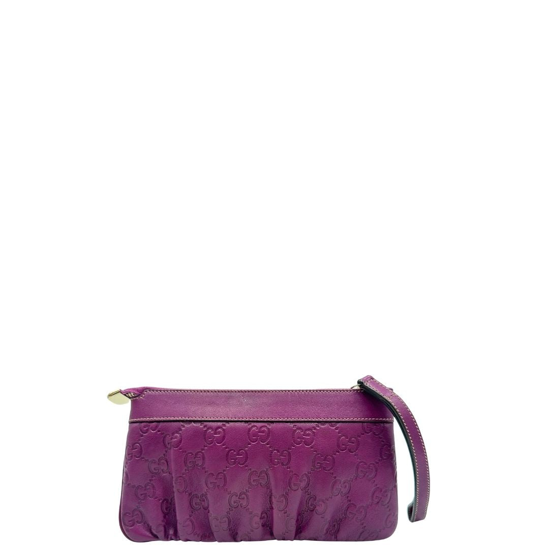 retro Pochette Gucci GG viola con hardware dorato, di lusso, ottime condizioni, usata, originale. 