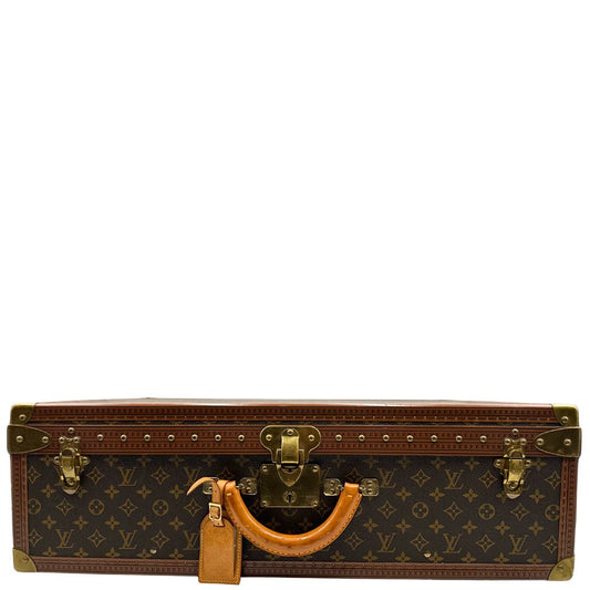 front Valigia Alzer 70 in canvas monogram, munita di un accessorio porta address amovibile, di lusso, originale, ottime condizioni, usata. 