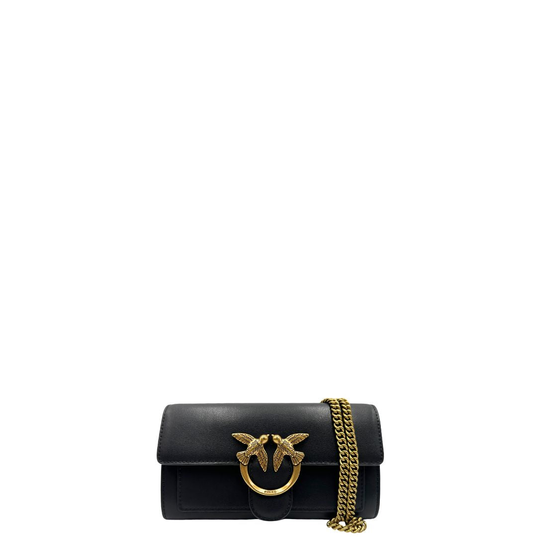 front Wallet on chain Pinko con tracolla in catena dorata amovibile, di lusso, originale, ottime condizioni, usata. 