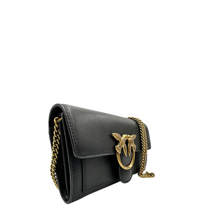 lato Wallet on chain Pinko con tracolla in catena dorata amovibile, di lusso, originale, ottime condizioni, usata. 