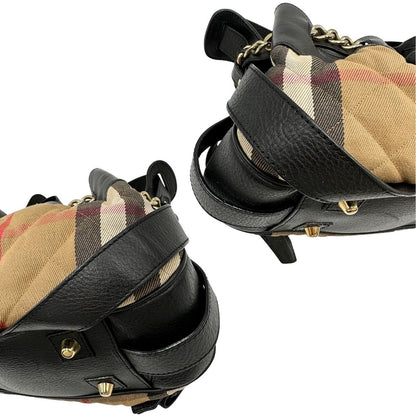 angoli Borsa Burberry in tessuto Burberry Check e finiture in pelle nera, di lusso, originale, ottime condizioni, usata. 