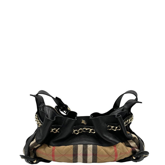 front Borsa Burberry in tessuto Burberry Check e finiture in pelle nera, di lusso, originale, ottime condizioni, usata. 