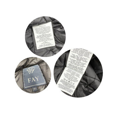 Giubbino nero Fay in 100% poliestere, munito di cappuccio, di lusso, originale, eccellenti condizioni, usato.
