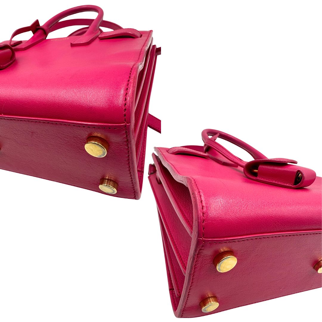 angoli  Borsa Saint Laurent in pelle rosa, indossabile a tracolla o a mano, di lusso, originale, ottime condizioni, usata. 