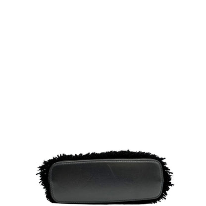 base  Tote Salvatore Ferragamo in pelle nera impreziosita da frange in rafia, di lusso, originale, ottime condizioni, usata. 