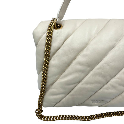 Borsa Pinko realizzata in morbida pelle bianca matelassè, di lusso, originale, ottime condizioni, usata.