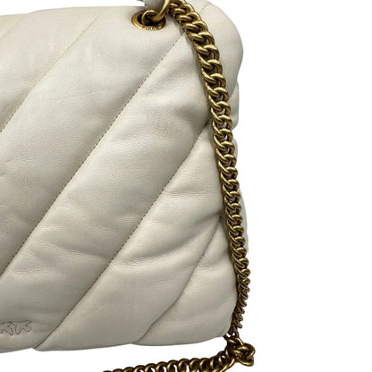  Borsa Pinko realizzata in morbida pelle bianca matelassè, di lusso, originale, ottime condizioni, usata.