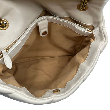 interno Borsa Pinko realizzata in morbida pelle bianca matelassè, di lusso, originale, ottime condizioni, usata.