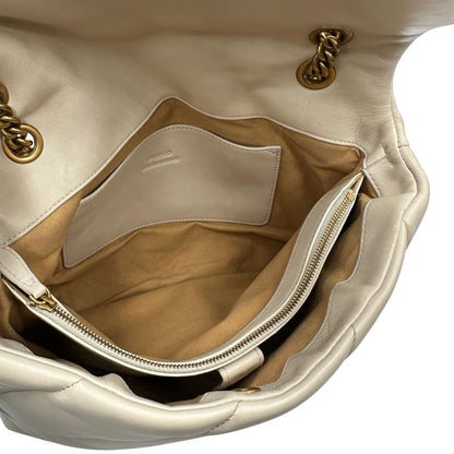 interno Borsa Pinko realizzata in morbida pelle bianca matelassè, di lusso, originale, ottime condizioni, usata.