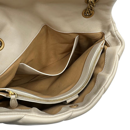 interno  Borsa Pinko realizzata in morbida pelle bianca matelassè, di lusso, originale, ottime condizioni, usata. 