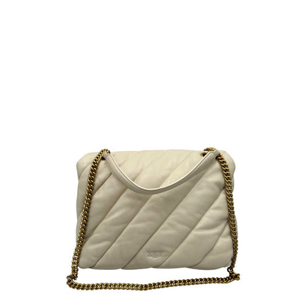 retro  Borsa Pinko realizzata in morbida pelle bianca matelassè, di lusso, originale, ottime condizioni, usata. 
