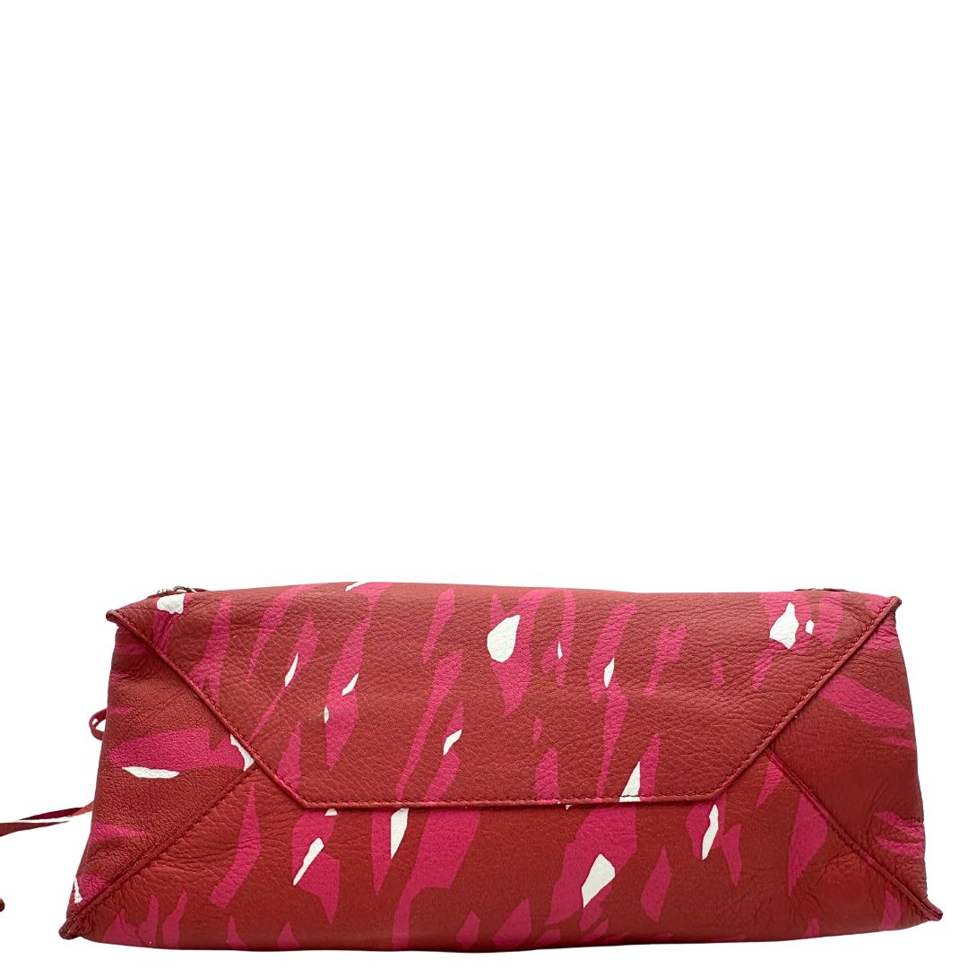 Base di una borsa Balenciaga Papier multicolore, con parti metalliche argentate e comodo specchietto amovibile, usata, originale, second hand, in condizioni eccellenti.