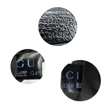 Codice di una borsa Gucci GG con tracolla Web regolabile e finiture in pelle nere, usata, originale, second hand, in ottime condizioni.