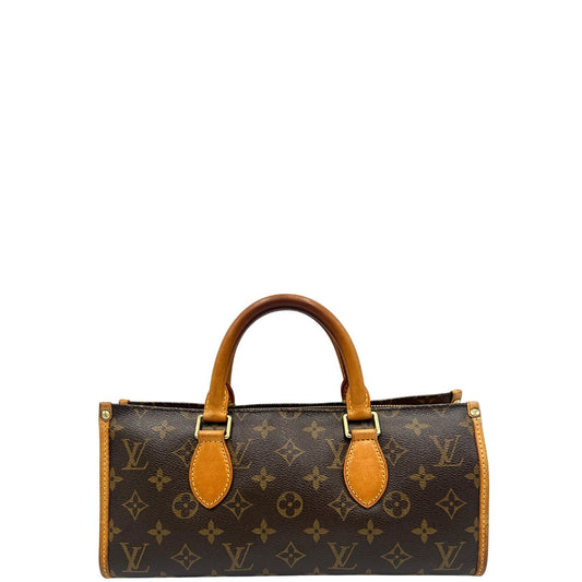 Front di una borsa LV Popincourt realizzata in tela Monogram con parti in vacchetta naturale, usata, originale, second hand, in ottime condizioni.