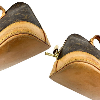 Angoli di una Louis Vuitton Alma in tela monogram nella versione PM, usata, originale, second hand, in ottime condizioni.