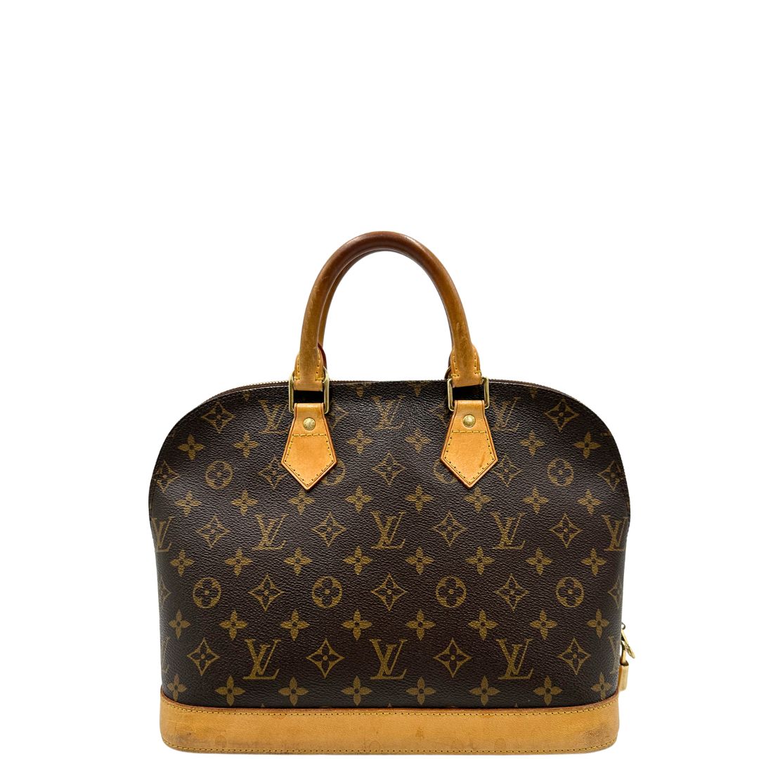 Front di una Louis Vuitton Alma in tela monogram nella versione PM, usata, originale, second hand, in ottime condizioni.