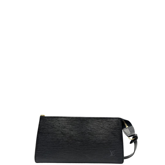 front  Pochette LV in pelle epi nera, munita di un manico singolo, di lusso, originale, ottime condizioni, usata. 