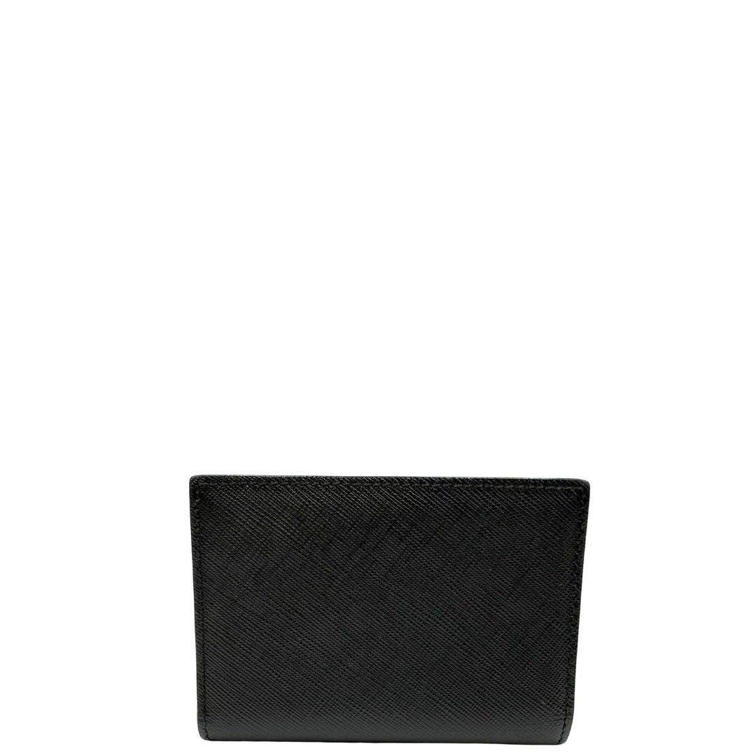 Portamonete Salvatore Ferragamo in pelle saffiano nera, di lusso, originale, ottime condizioni.