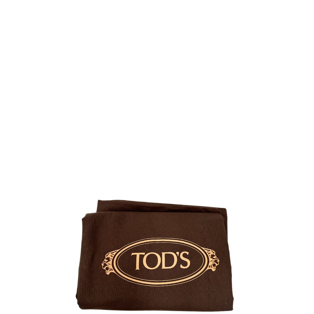 dustbag Bauletto Tod's in pelle color grigio antracite e viola melanzana, indossabile a spalla, di lusso, originale, ottime condizioni, usato. 