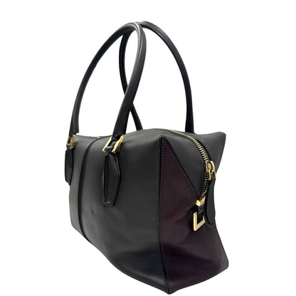 lato Bauletto Tod's in pelle color grigio antracite e viola melanzana, indossabile a spalla, di lusso, originale, ottime condizioni, usato.