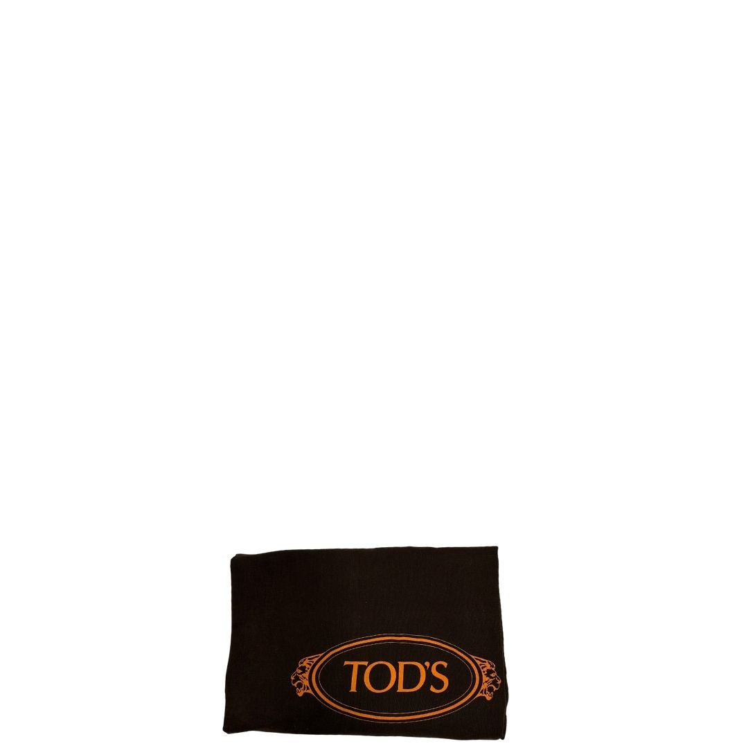 Dustbag di una borsa con tracolla Tod's in pelle scamosciata beige, usata, originale, second hand, in ottime condizioni.