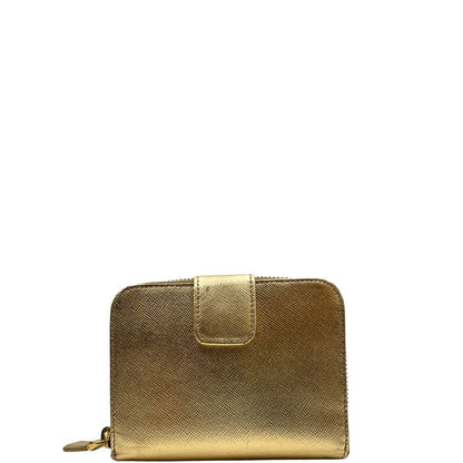 Portafoglio Prada in pelle dorata, di lusso, originale, ottime condizioni, usata.