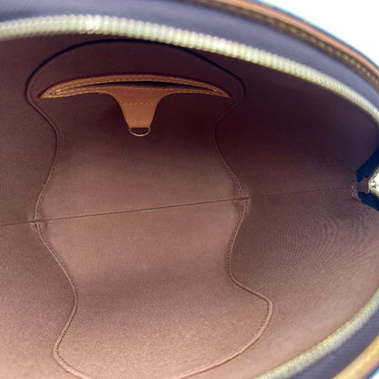 interno Borsa LV strutturata in tela monogram e vacchetta naturale, di lusso, originale, usata. 