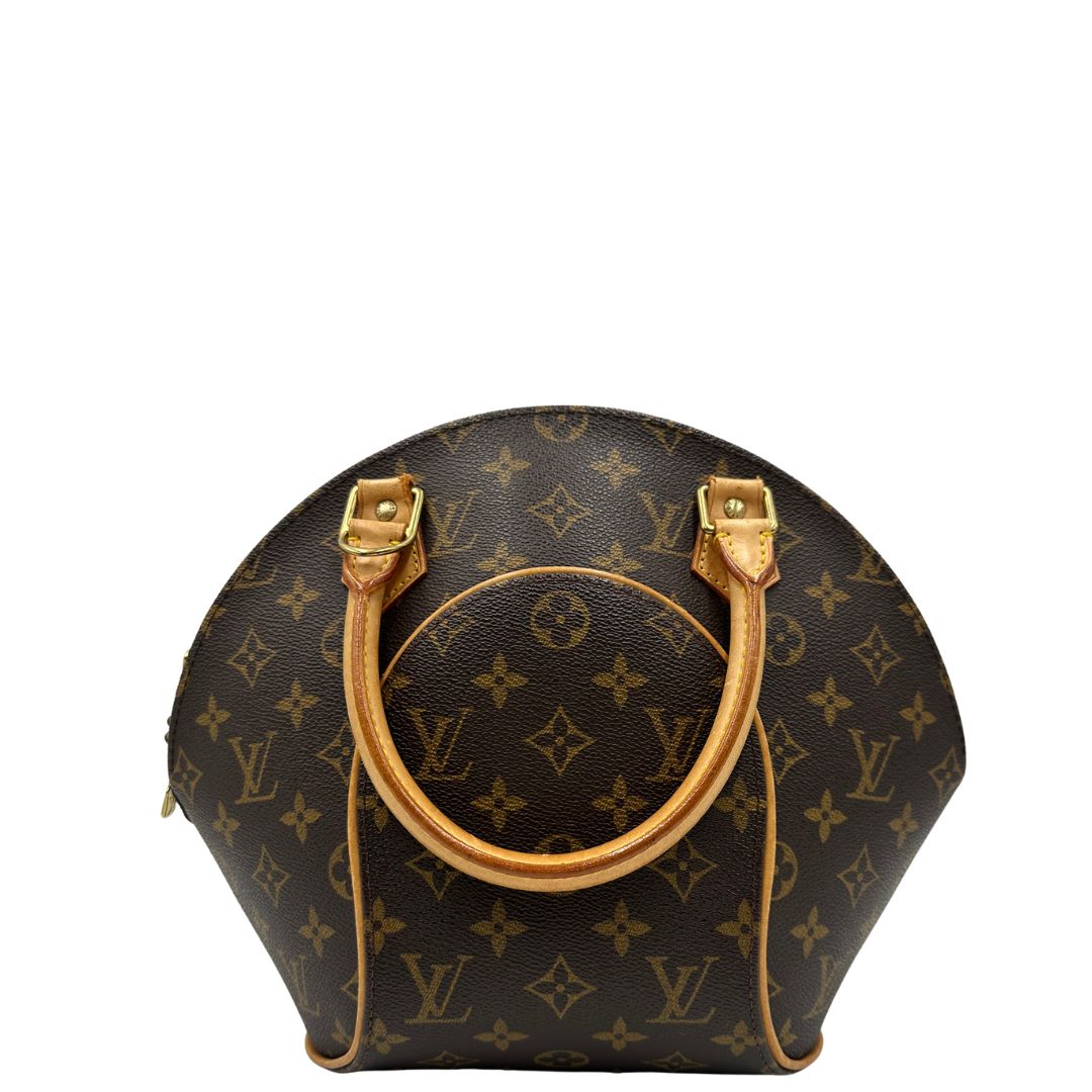 retro Borsa LV strutturata in tela monogram e vacchetta naturale, di lusso, originale, usata. 