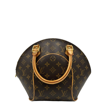 retro Borsa LV strutturata in tela monogram e vacchetta naturale, di lusso, originale, usata. 