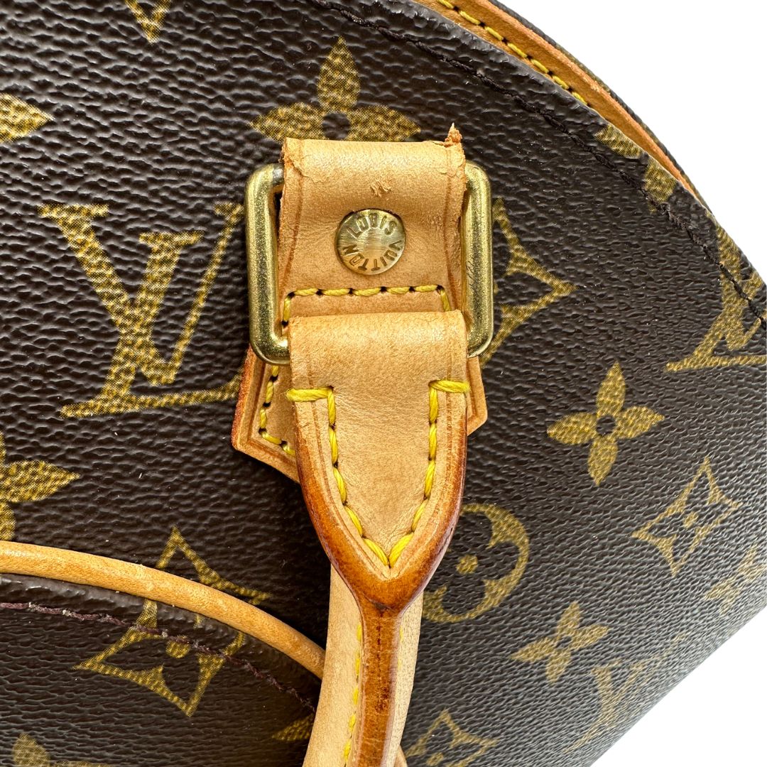 vacchetta Borsa LV strutturata in tela monogram e vacchetta naturale, di lusso, originale, usata. 