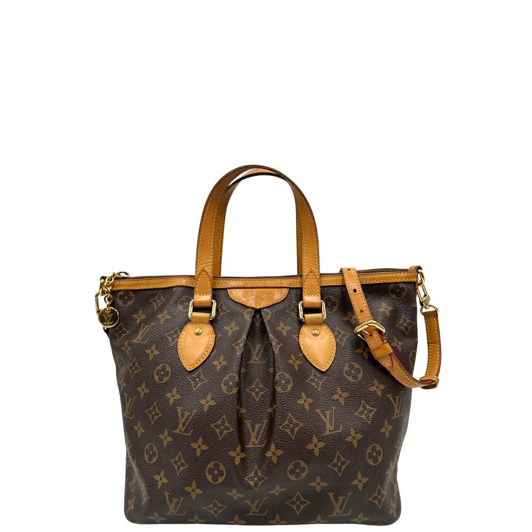 front Borsa LV strutturata in tela monogram e vacchetta naturale, di lusso, originale, ottime condizioni, usata. 