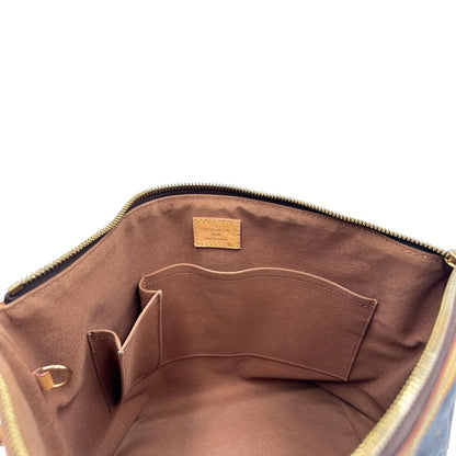 interno Borsa LV strutturata in tela monogram e vacchetta naturale, di lusso, originale, ottime condizioni, usata. 