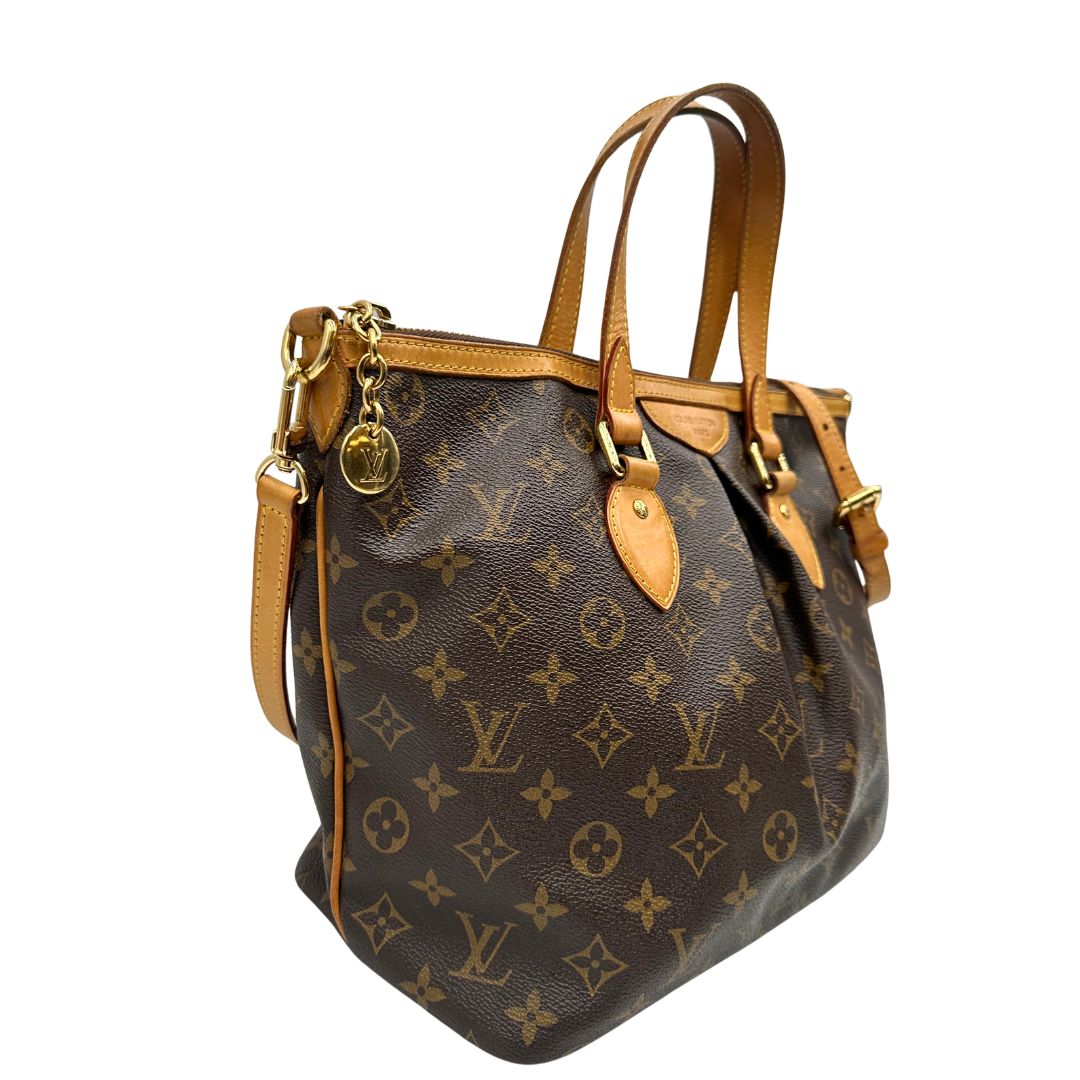 lato Borsa LV strutturata in tela monogram e vacchetta naturale, di lusso, originale, ottime condizioni, usata. 