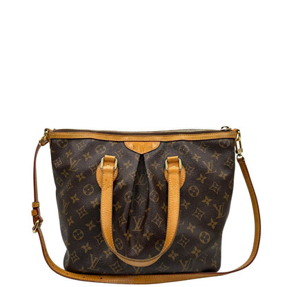 retro Borsa LV strutturata in tela monogram e vacchetta naturale, di lusso, originale, ottime condizioni, usata. 