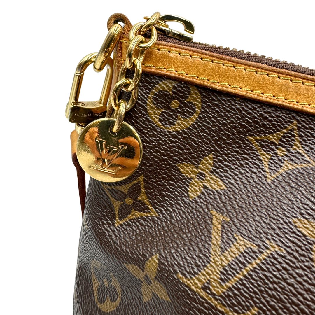 Borsa LV strutturata in tela monogram e vacchetta naturale, di lusso, originale, ottime condizioni, usata. 