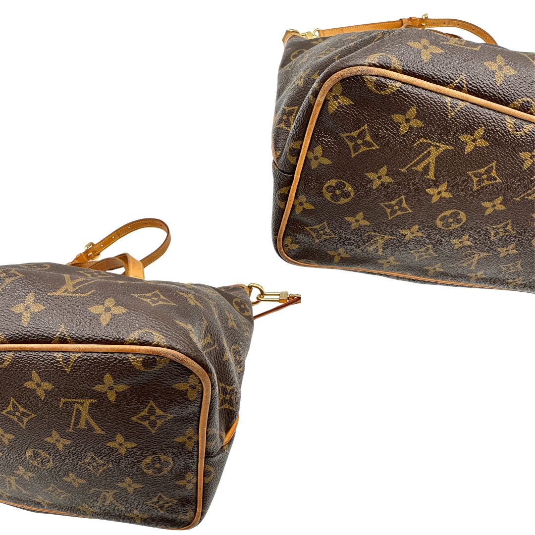 angoli Borsa LV strutturata in tela monogram e vacchetta naturale, di lusso, originale, ottime condizioni, usata. 