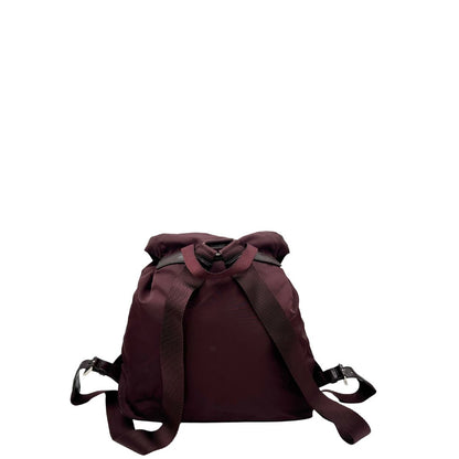 Leggero zaino Prada in tessuto nylon bordeaux e finiture in pelle tono su tono, di lusso, originale, ottime condizioni, usato.