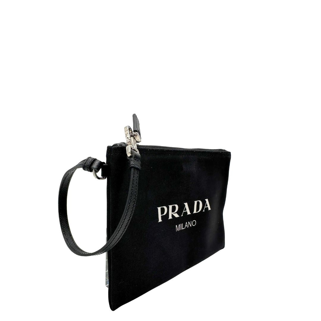 Accessorio per borse Prada in tessuto nero, di lusso, originale, ottime condizioni, usato
