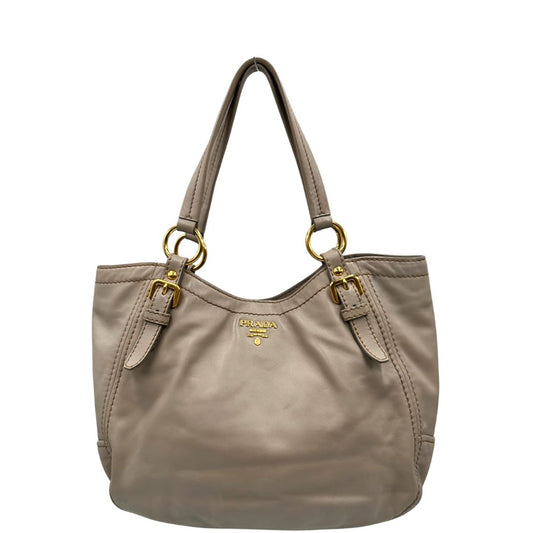 fron  Borsa Prada in pelle color taupe, di lusso, originale, ottime condizioni, usata. 