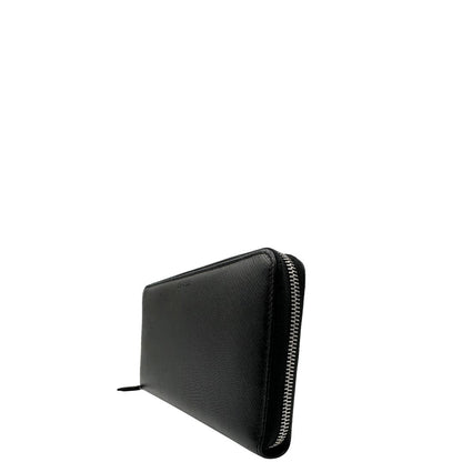 Portafoglio Prada in pelle saffiano nera, di lusso, originale, ottime condizioni, usato.