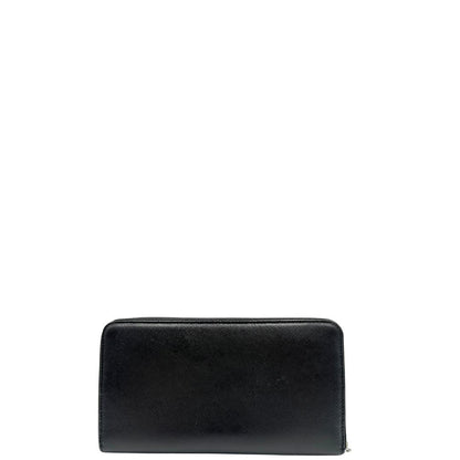front Portafoglio Prada in pelle saffiano nera, di lusso, originale, ottime condizioni, usato. 