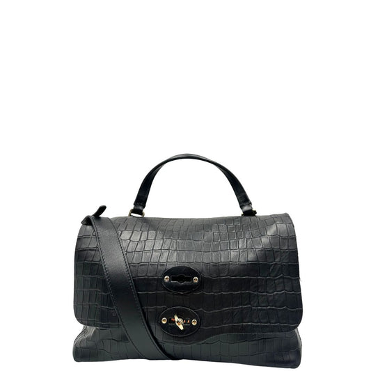 front Postina in pelle trama cocco nera nella versione small, di lusso, originale, ottime condizioni. 