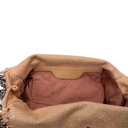 interno Borsa Falabella con base colore rosa effetto olografico, nella versione mini, di lusso originale, ottime condizioni, usata. 