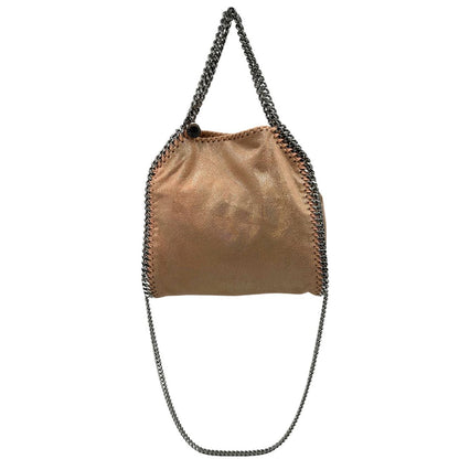 front Borsa Falabella con base colore rosa effetto olografico, nella versione mini, di lusso originale, ottime condizioni, usata. 