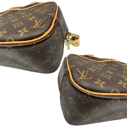 Angoli di una borsa LV Trouville in tela monogram e vacchetta naturale, usata, originale, second hand, in ottime condizioni.