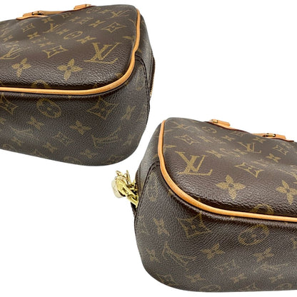 Angoli di una borsa LV Trouville in tela monogram e vacchetta naturale, usata, originale, second hand, in ottime condizioni.