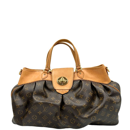 Front, Borsa LV Trouville in tela monogram e vacchetta naturale. Originale, usata, di lusso, in ottime condizioni.
